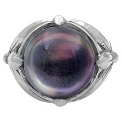 Round Rock Crystal Grey Tahitian Mother of Pearl Ring