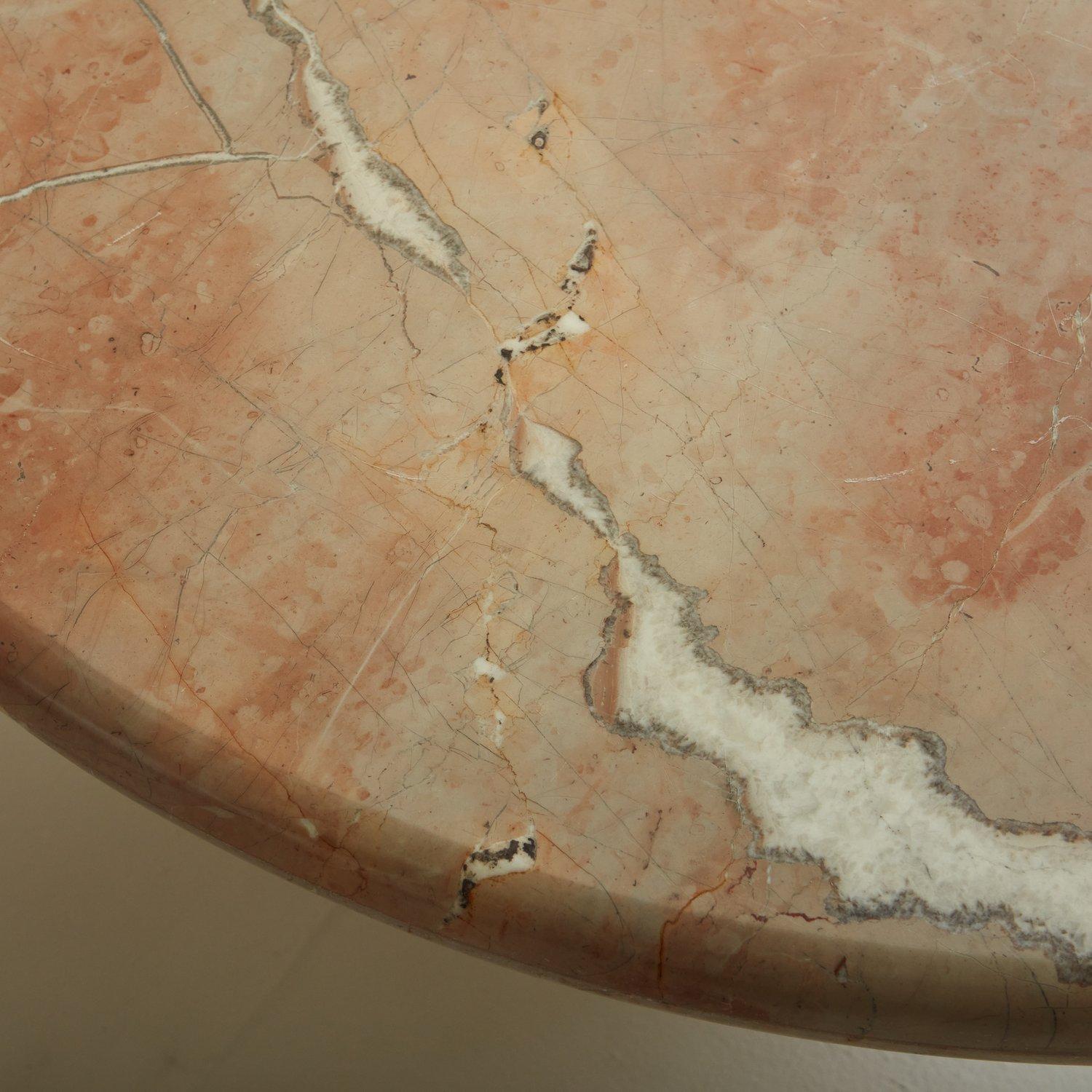 Round Rojo Alicante Marble Coffee Table with Circular Banded Base, Spain 1988 1