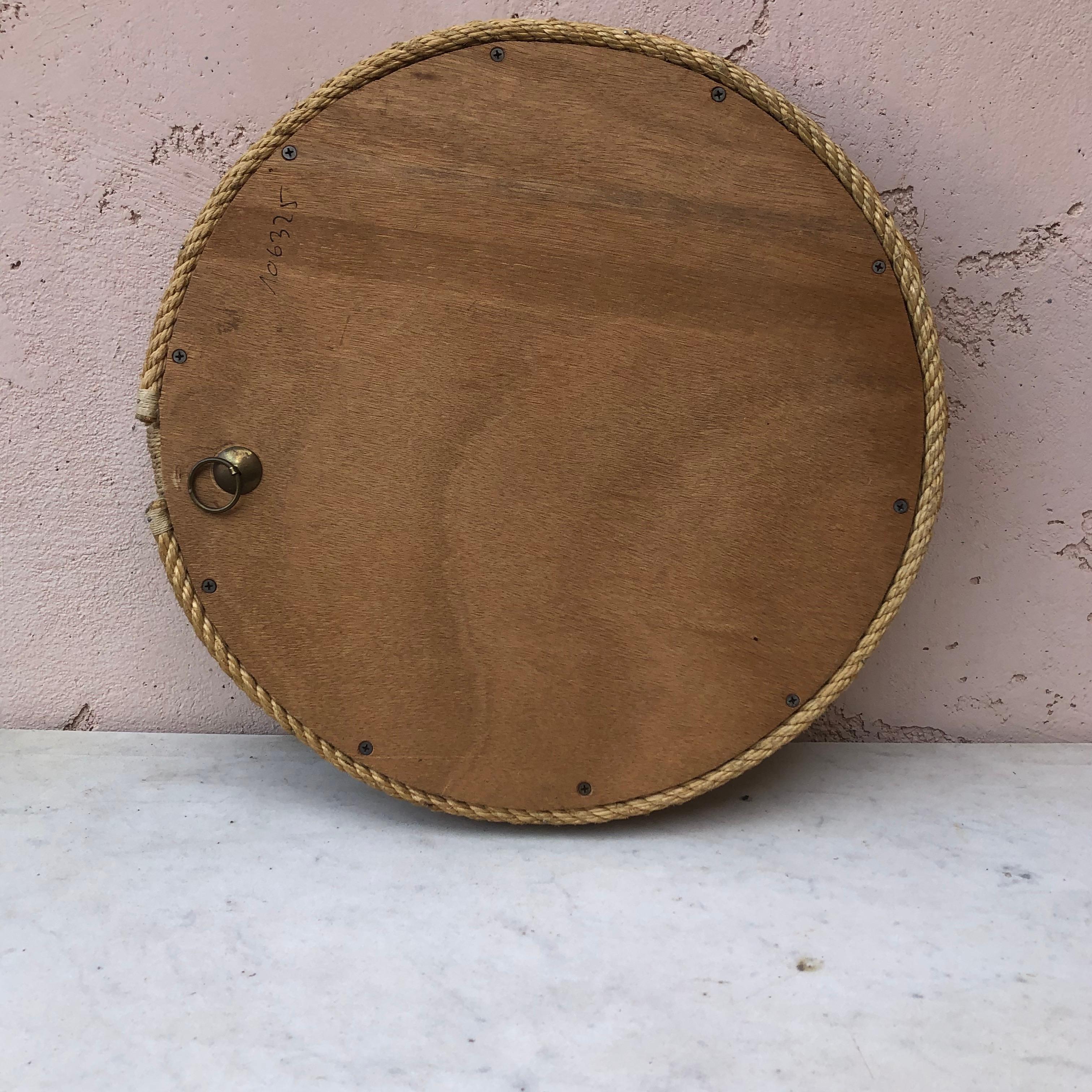 Round Rope Mirror Audoux Minet, circa 1960 In Good Condition In Austin, TX