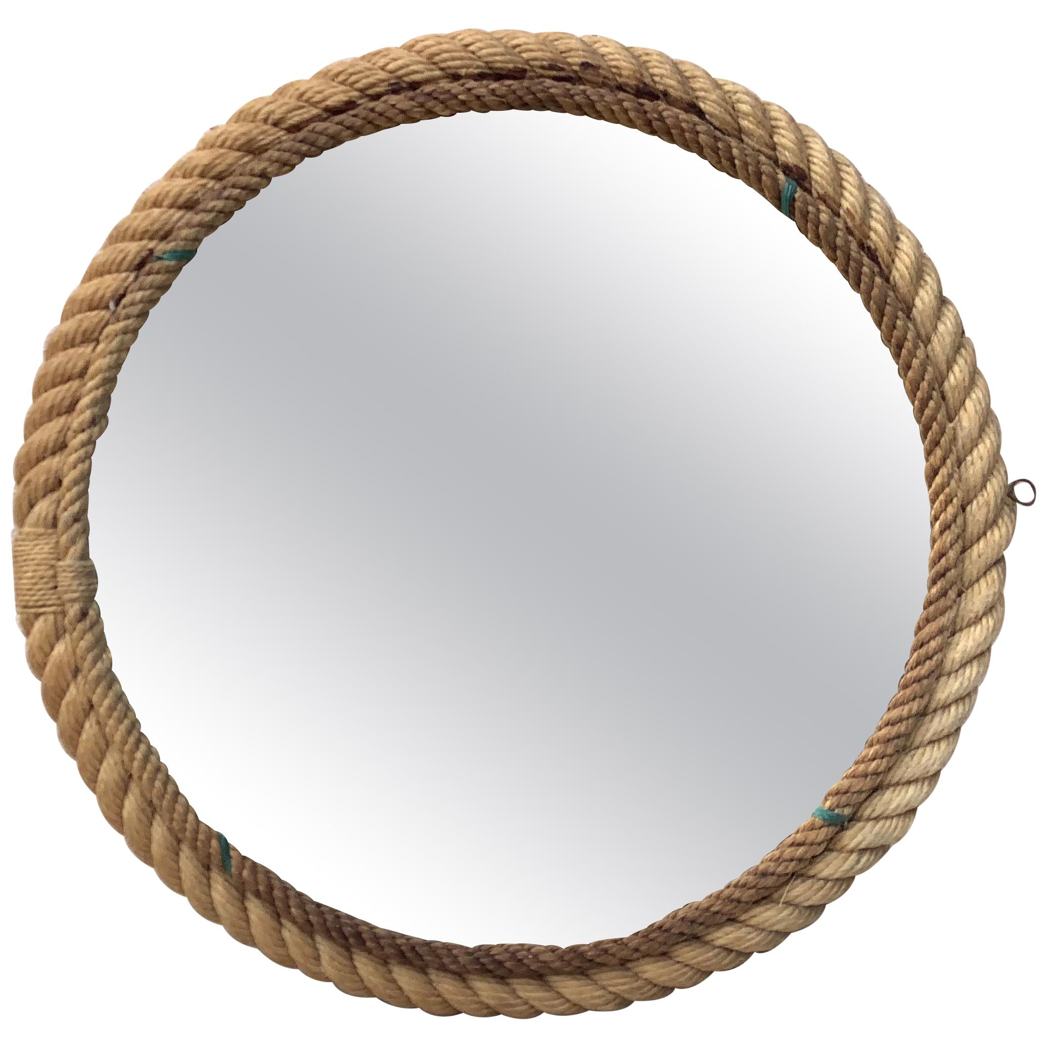 Round Rope Mirror Audoux Minet, circa 1960 In Good Condition In Austin, TX