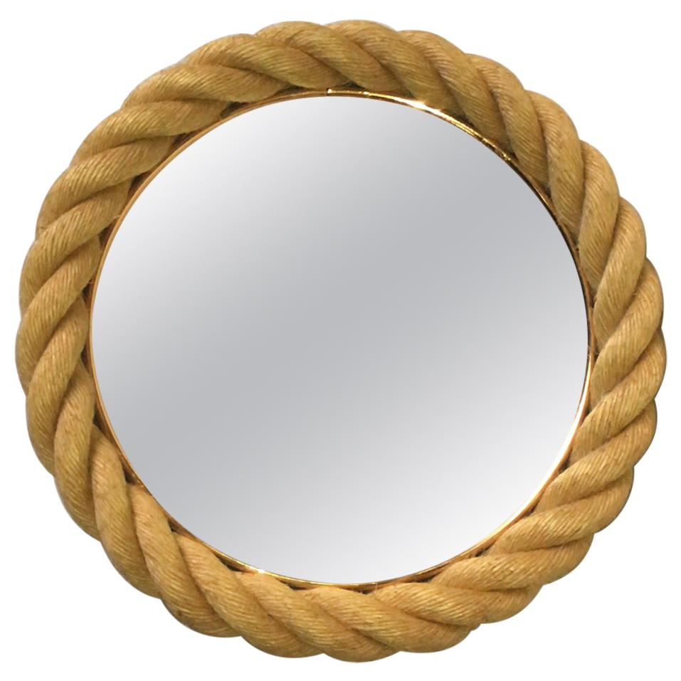 Mid-Century Round Rope Mirror Adrien Audoux & Frida Minet For Sale