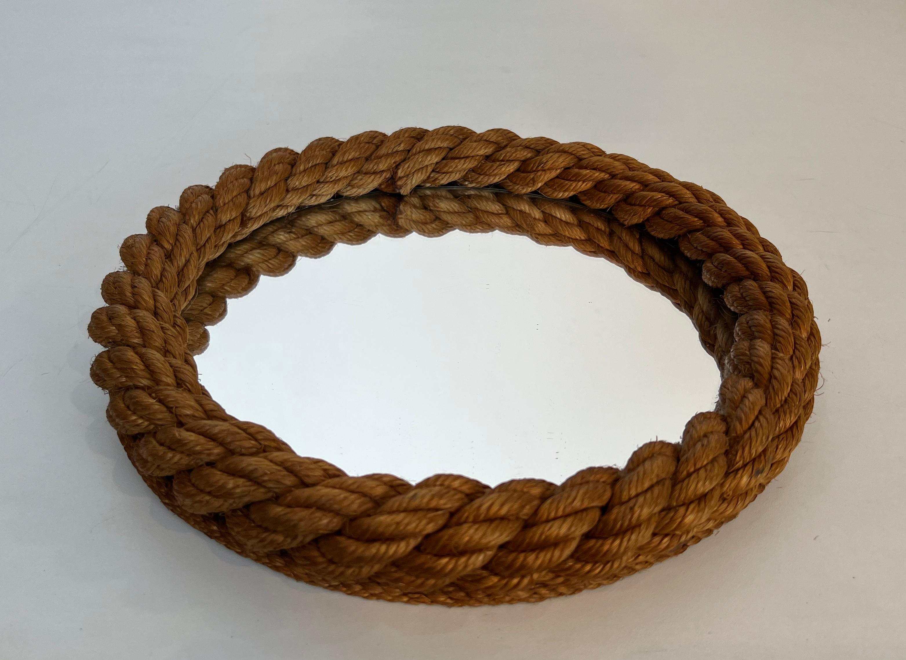 French Round Rope Mirror By Audoux Minet For Sale