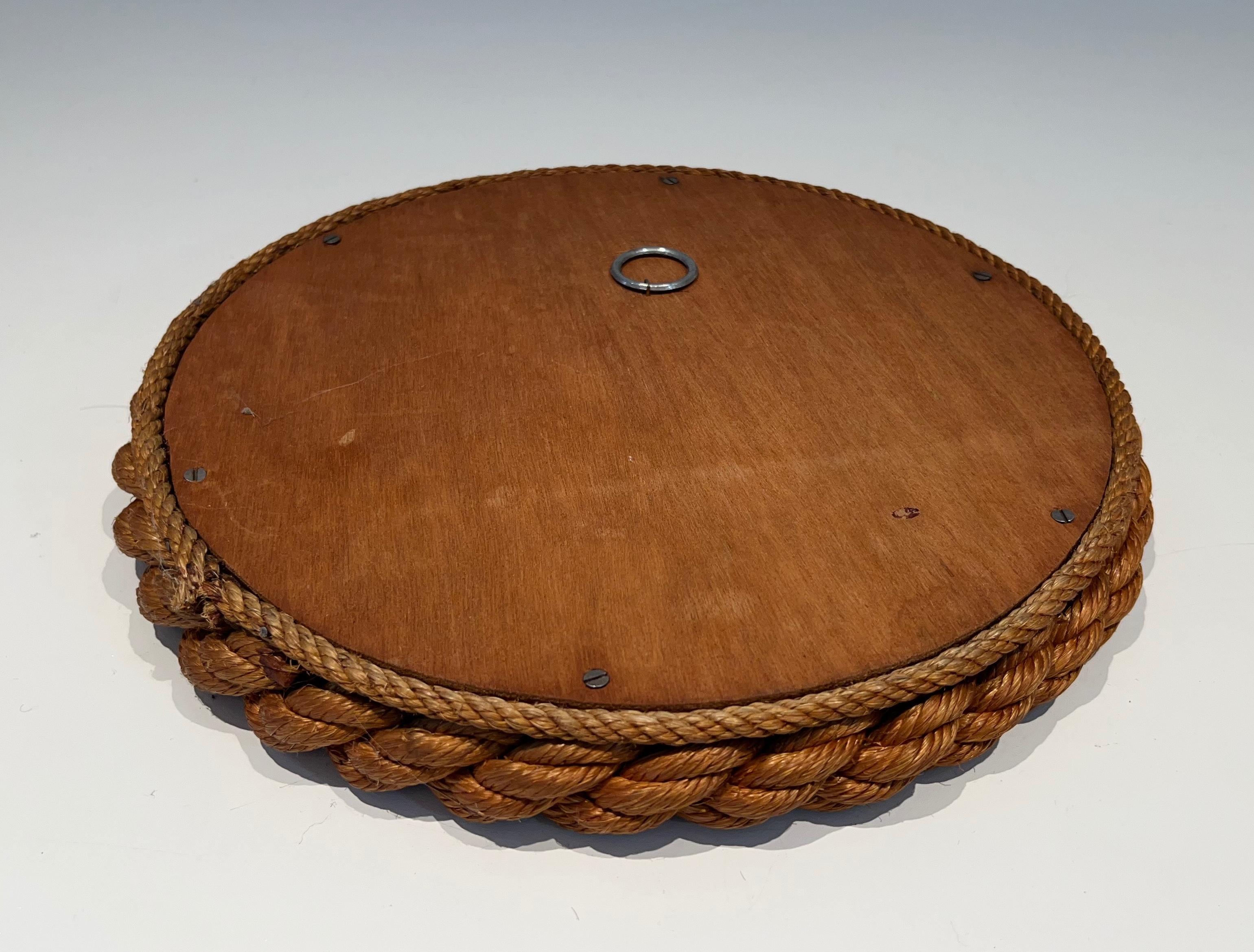 Round Rope Mirror in the Style of Audoux Minet For Sale 4