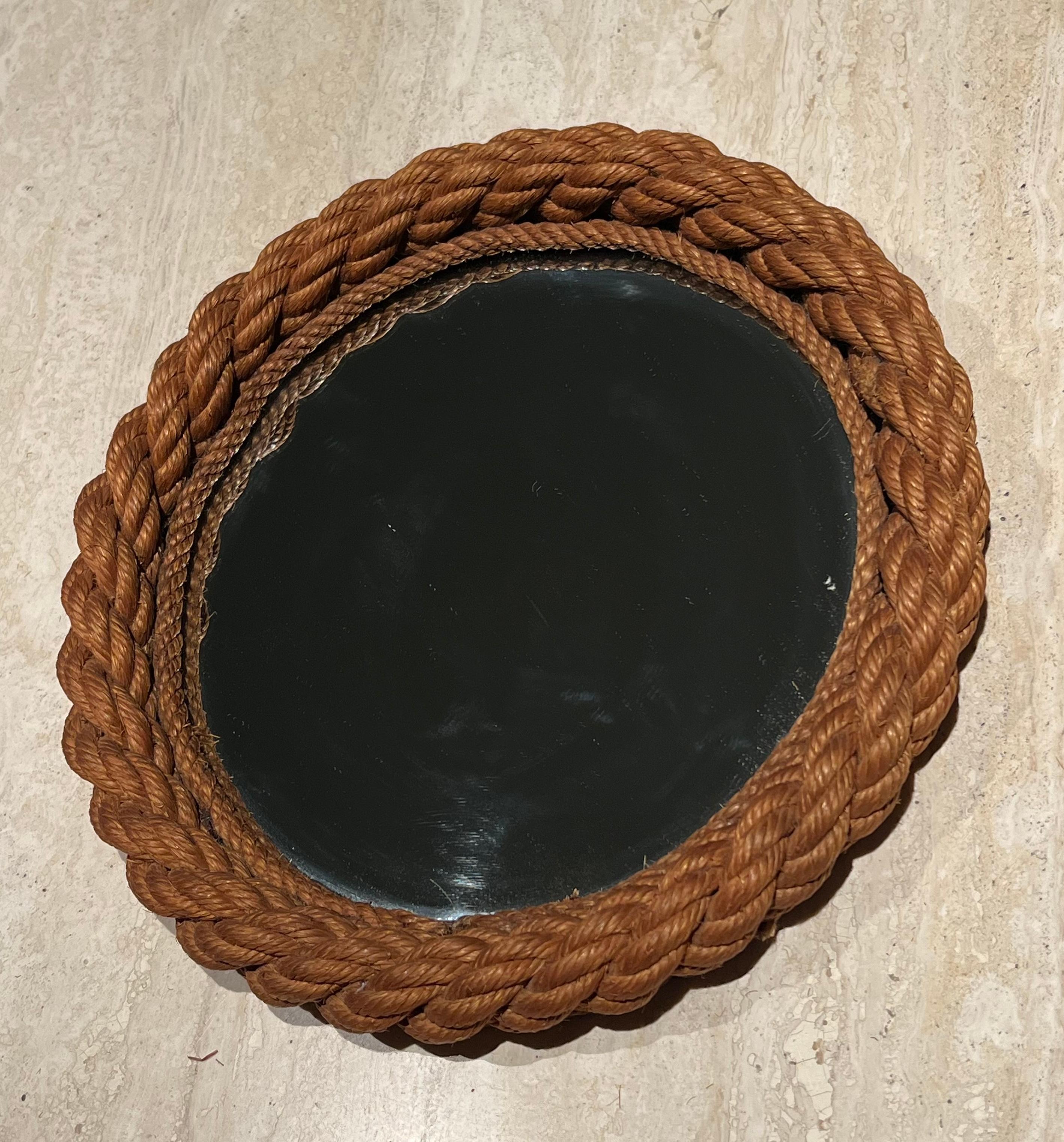 Round Rope Mirror in the Style of Audoux Minet For Sale 5