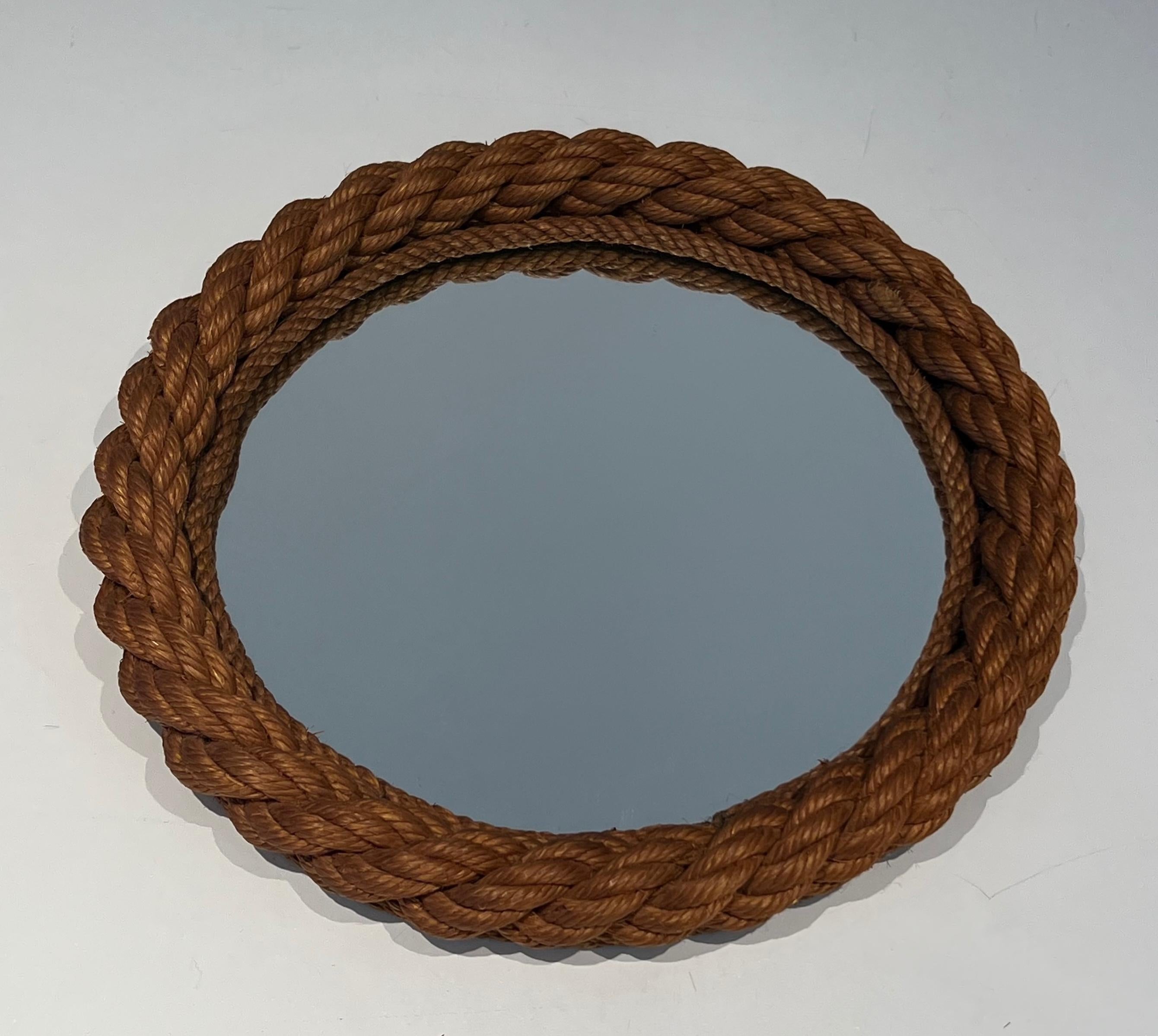 Round Rope Mirror in the Style of Audoux Minet For Sale 6