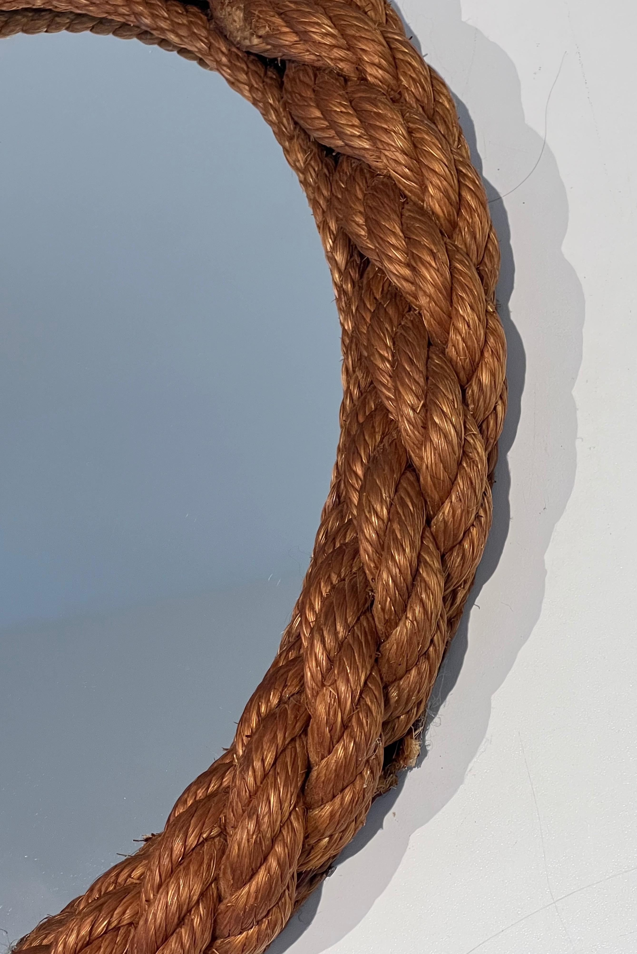 Round Rope Mirror in the Style of Audoux Minet For Sale 9