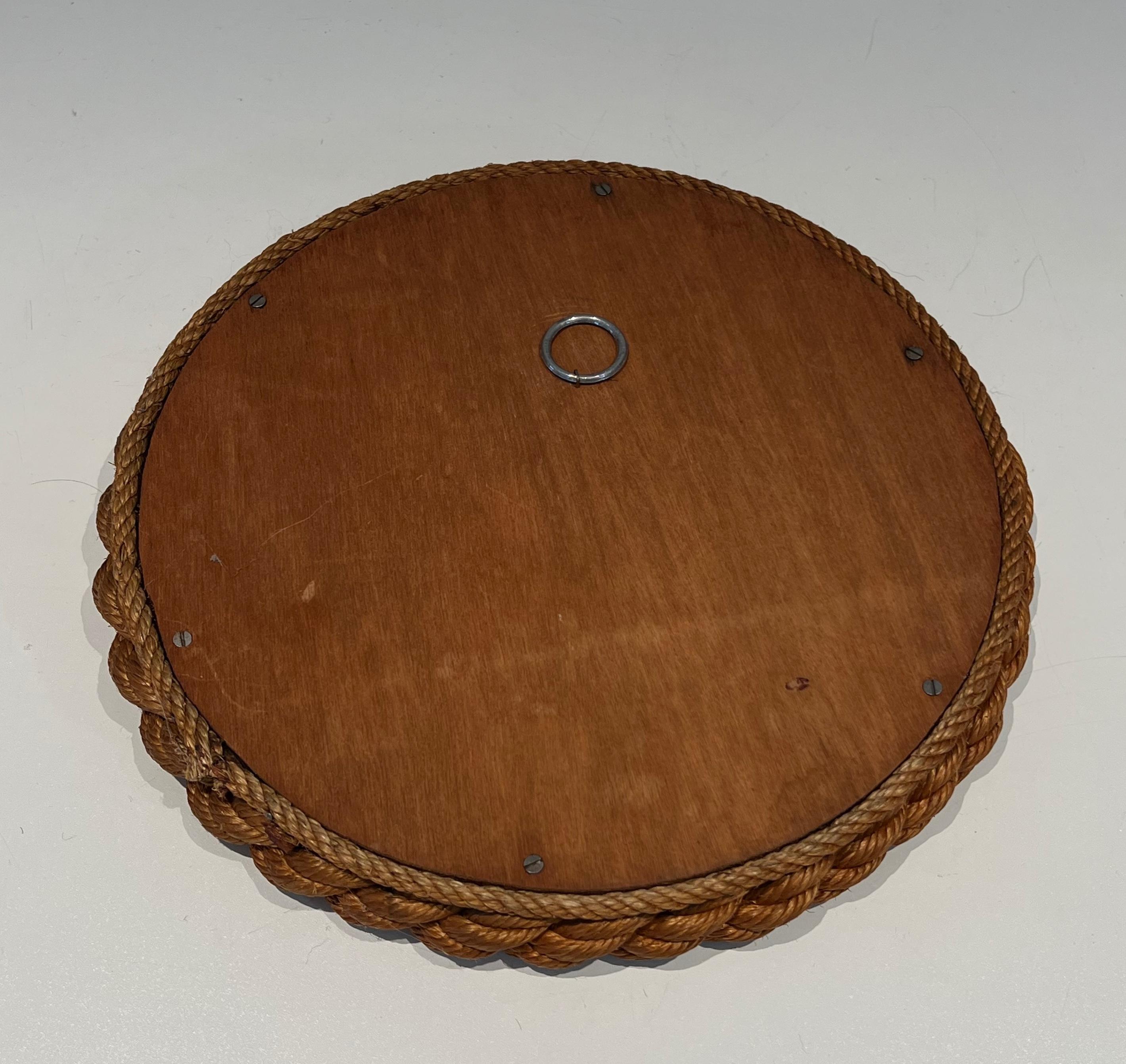 Round Rope Mirror in the Style of Audoux Minet For Sale 11