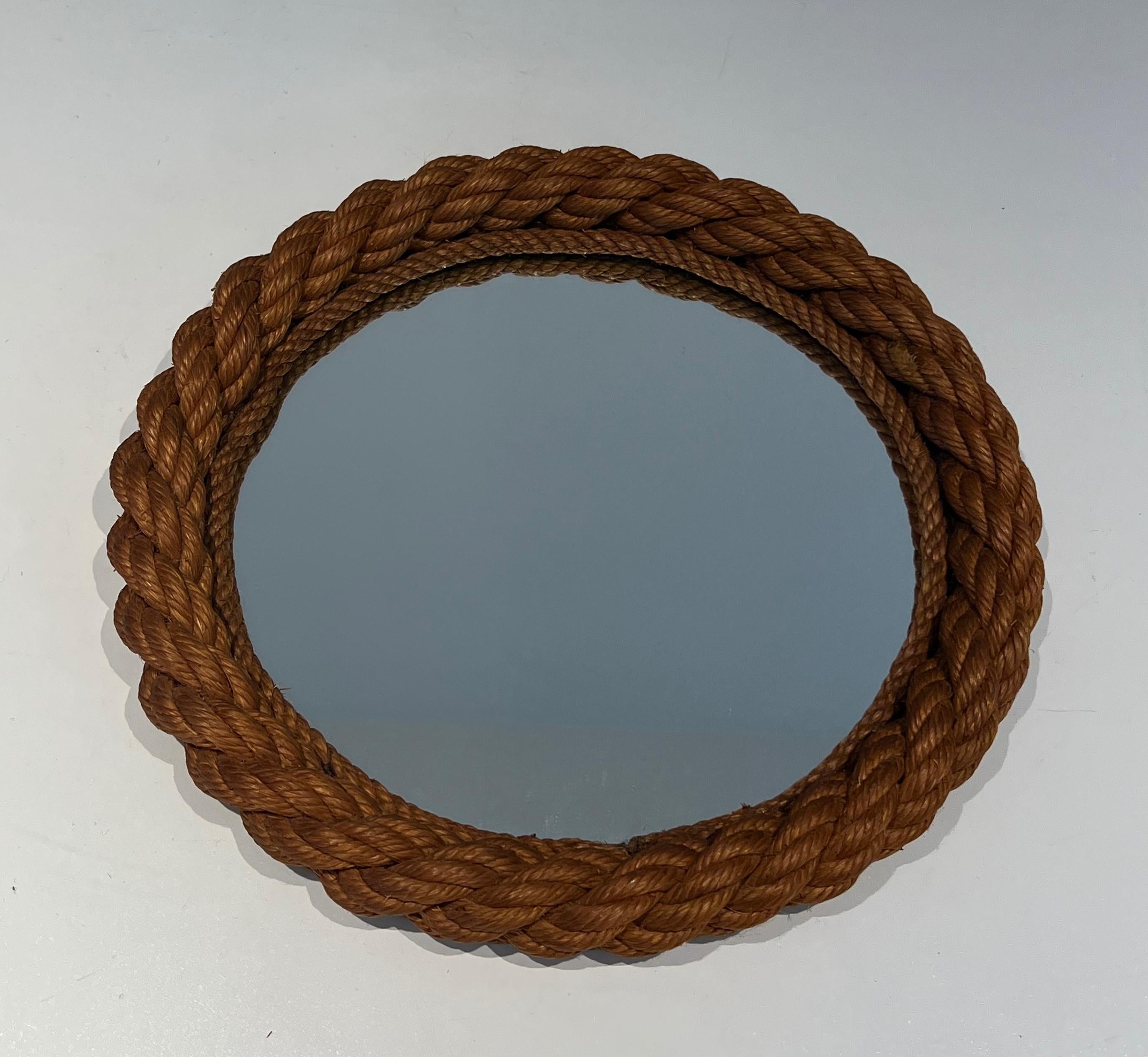 Round Rope Mirror in the Style of Audoux Minet For Sale 13