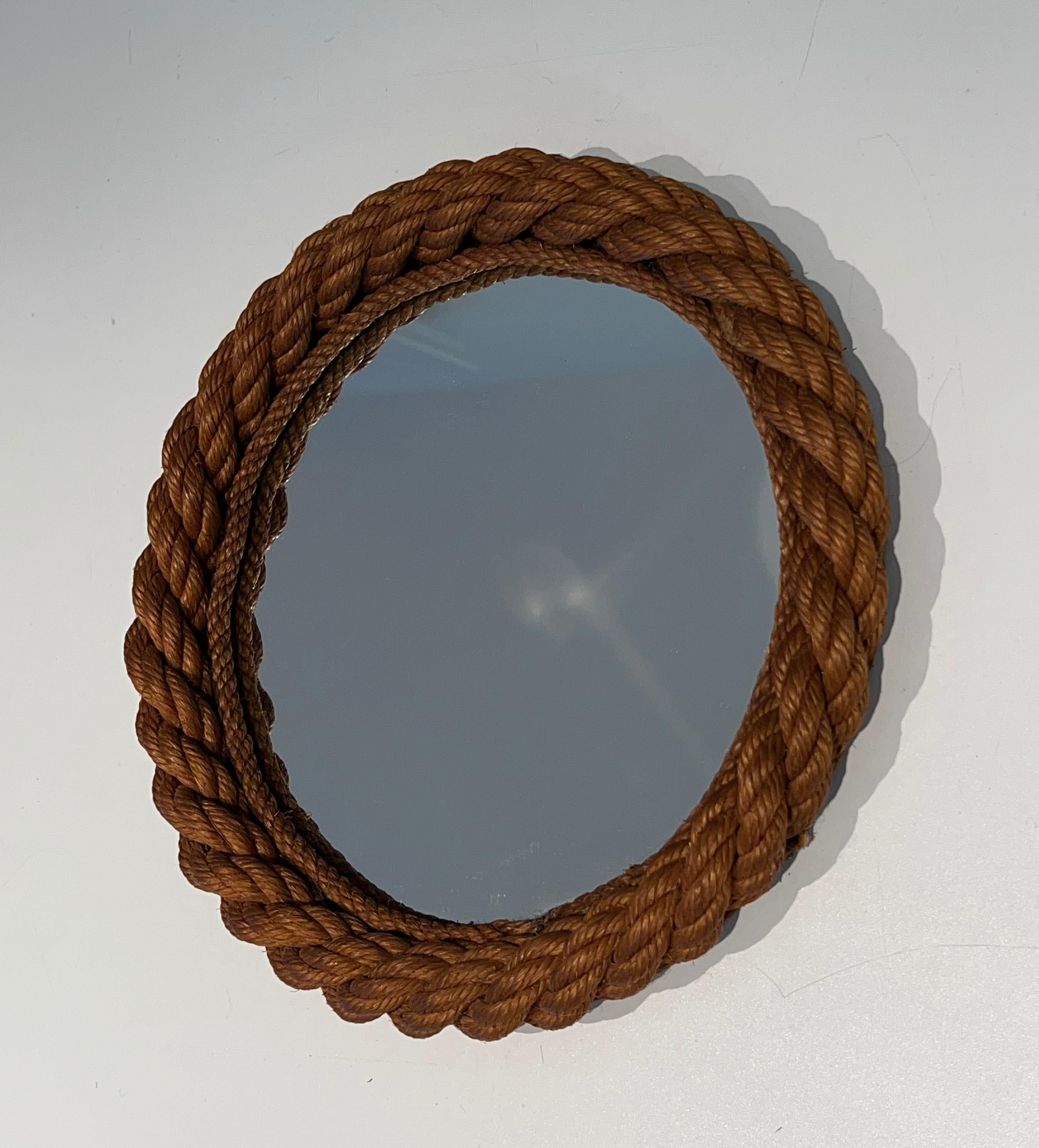 Round Rope Mirror in the Style of Audoux Minet For Sale 14