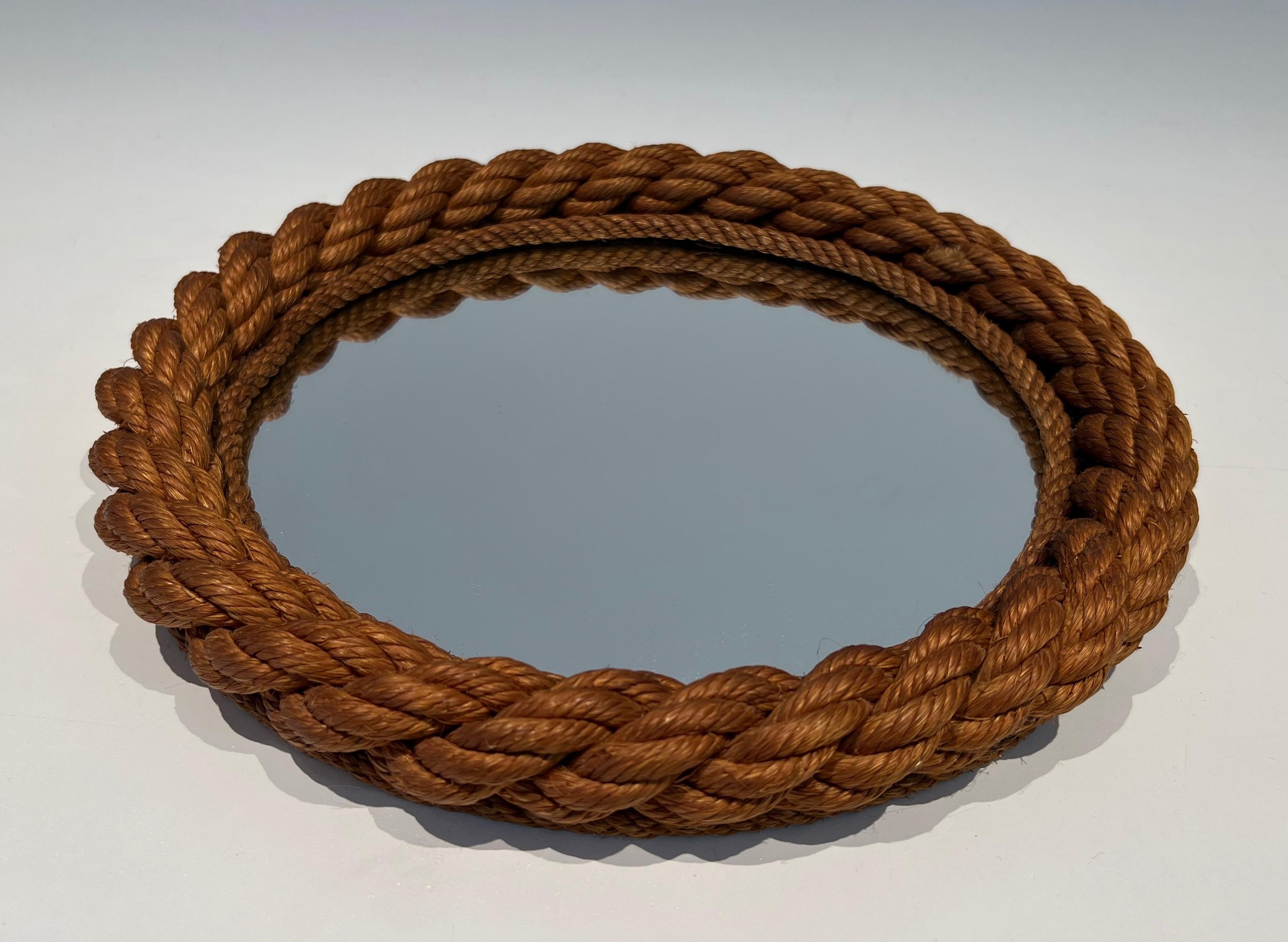 French Round Rope Mirror in the Style of Audoux Minet For Sale