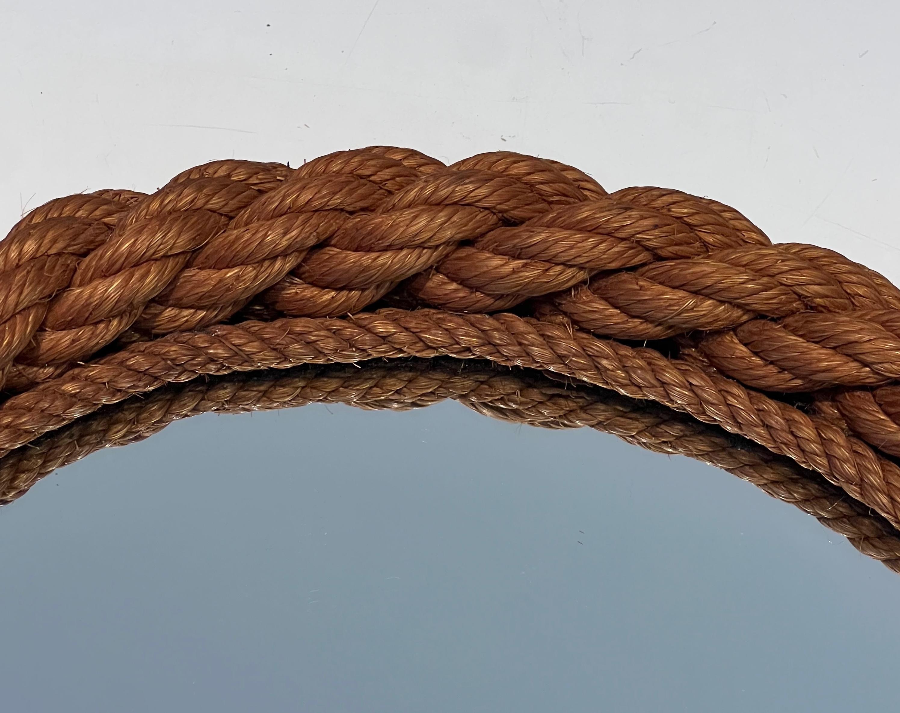 Late 20th Century Round Rope Mirror in the Style of Audoux Minet For Sale