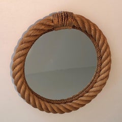 Round Rope Mirror in the Style of Audoux Minet. French Work. Circa 1970