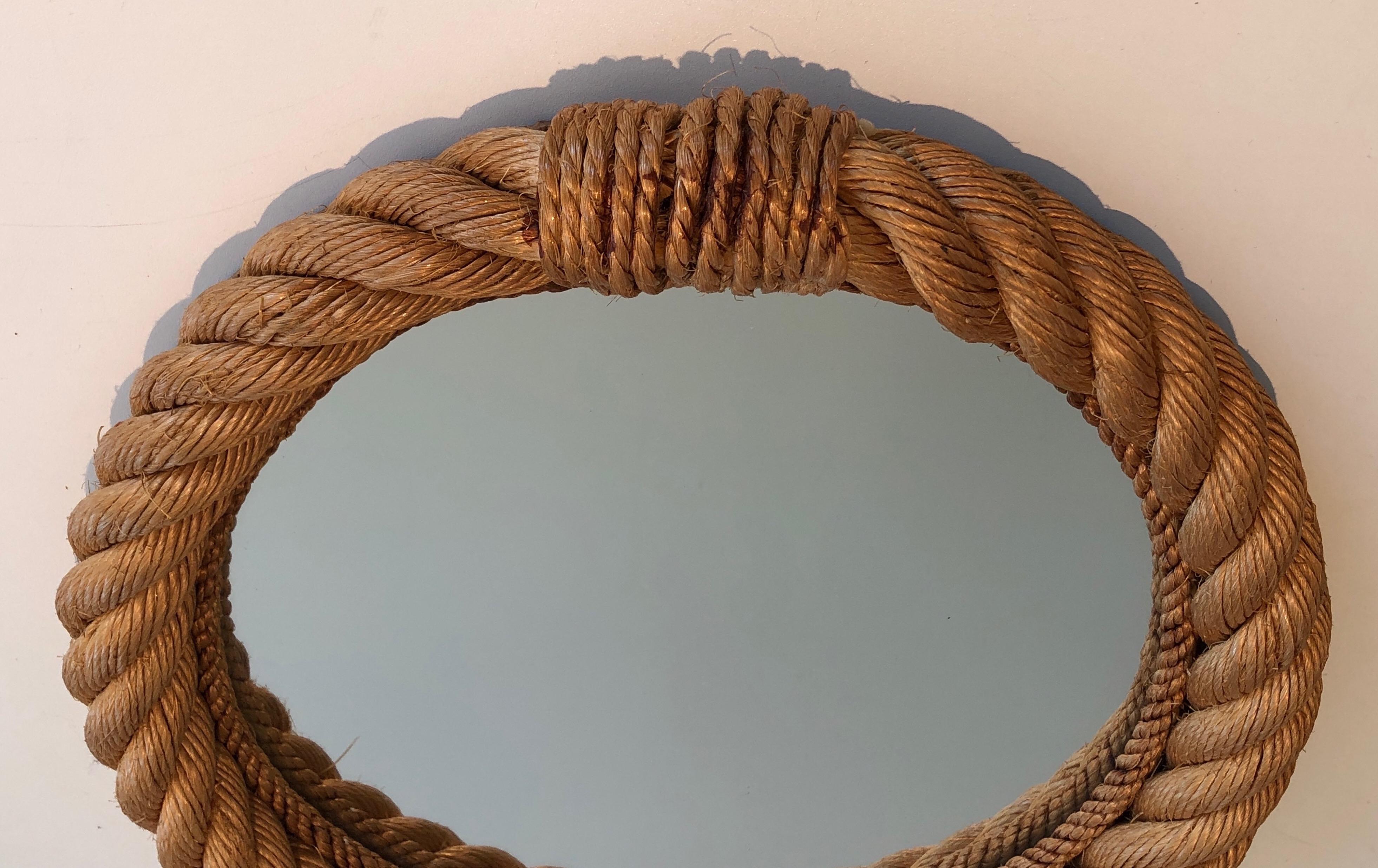 Round Rope Mirror in the Style of Audoux Minet. French Work. Circa 1970 For Sale 2