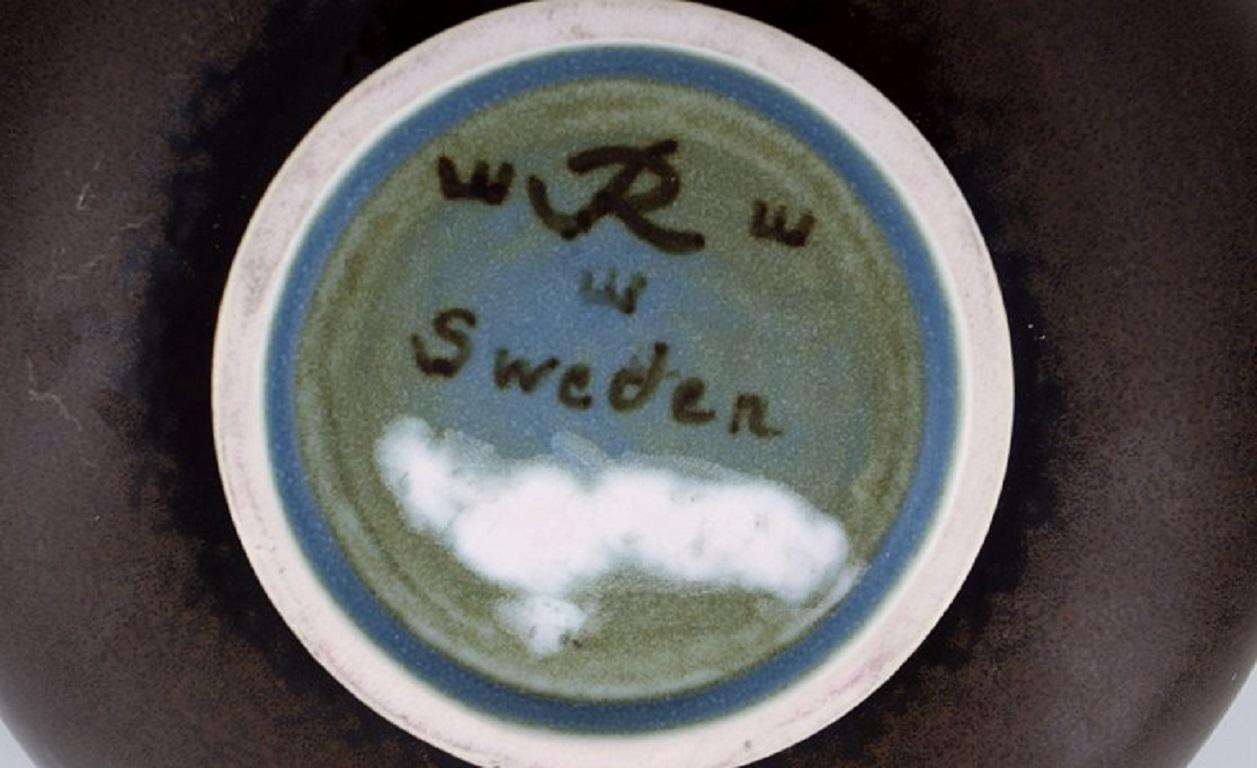 Runde runde Rrstrand-Schale aus glasierter Keramik, Mitte des 20. Jahrhunderts im Zustand „Hervorragend“ im Angebot in Copenhagen, DK