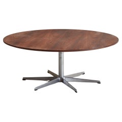 Round Rosewood + Aluminum Base Coffee Table by Arne Jacobsen for Fritz Hansen