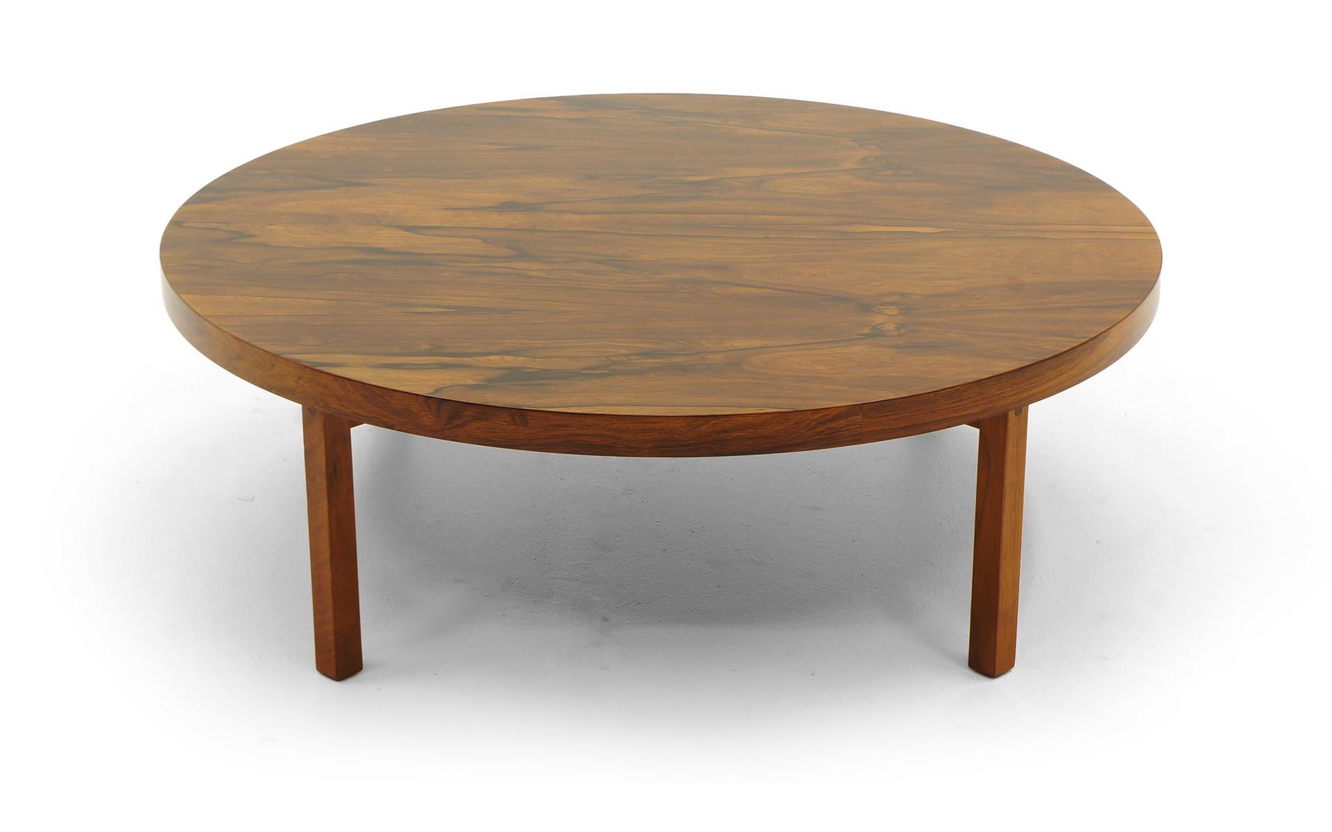 Stunning Brazilian rosewood coffee/cocktail table designed by Milo Baughman for Thayer Coggin. Signed with label to the underside.