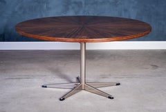 Round Rosewood Coffee Table on Steel Base, Denmark, 1960s