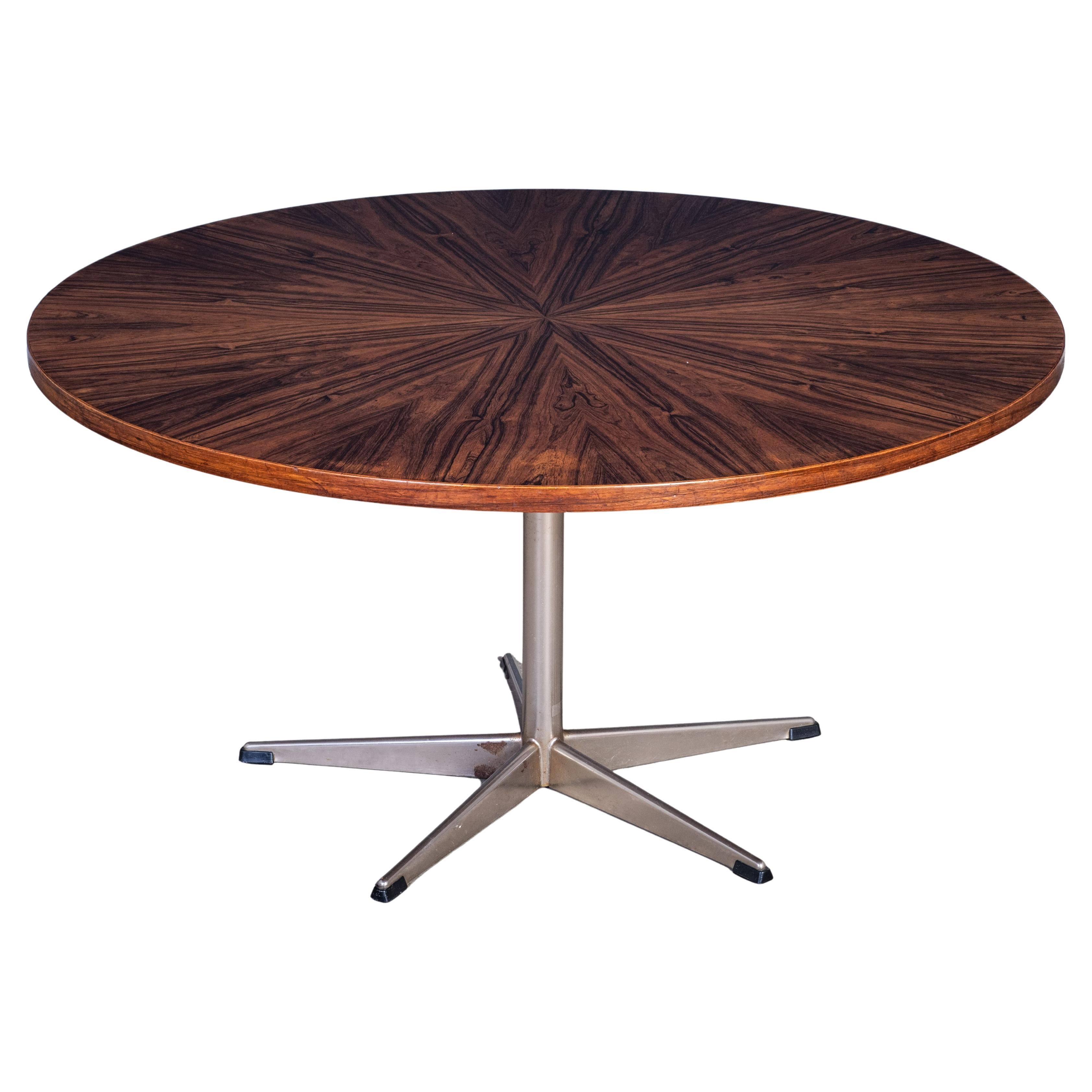Round Rosewood Coffee Table on Steel Base, Denmark, 1960s For Sale