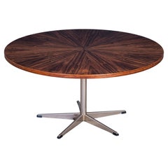 Round Rosewood Coffee Table on Steel Base, Denmark, 1960s