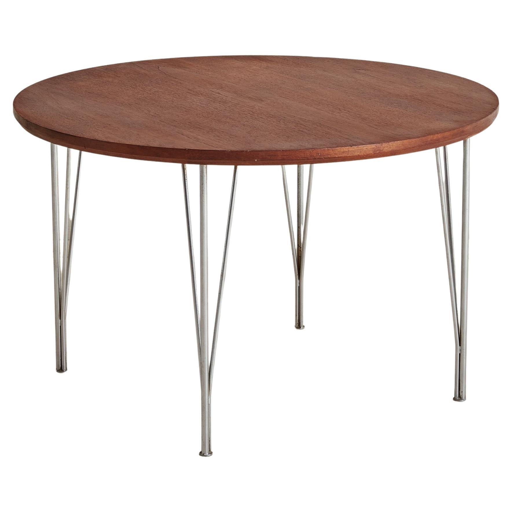 Round Rosewood Coffee Table with Hairpin Legs, Denmark 1960s For Sale