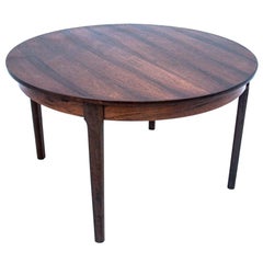 Vintage Round Rosewood Dining Table, Denmark, 1960s