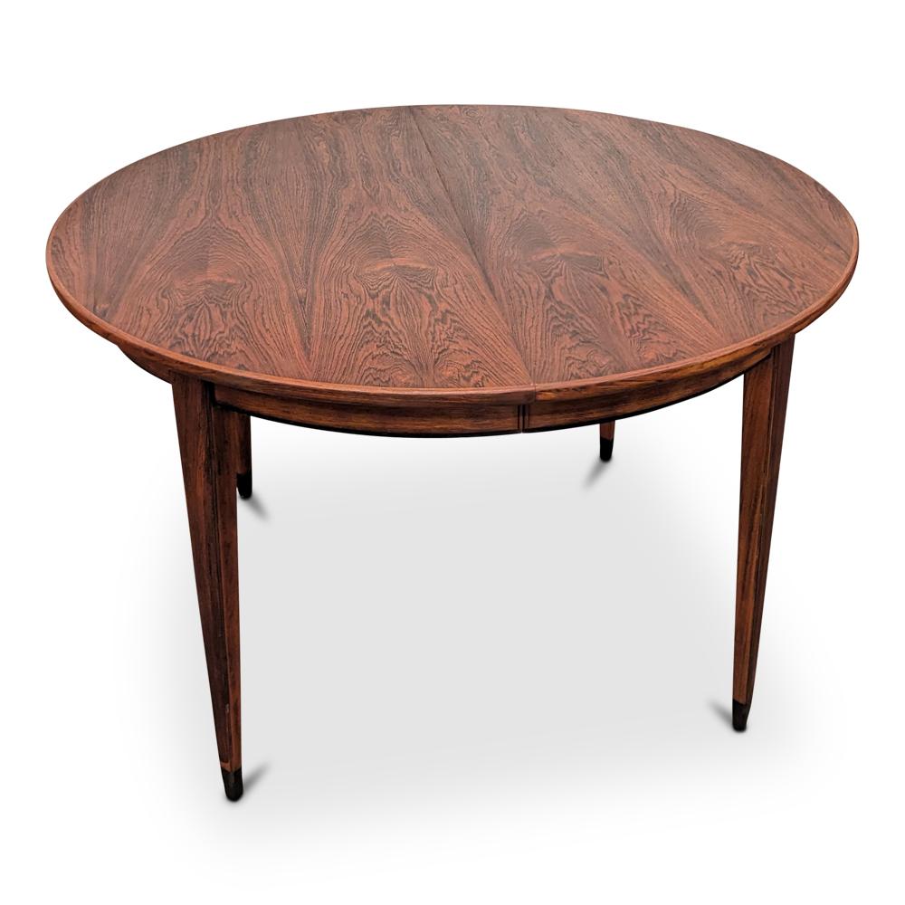 Scandinavian Modern Round Rosewood Dining Table w 2 Leaves - 0823110 Vintage Danish Mid Century
