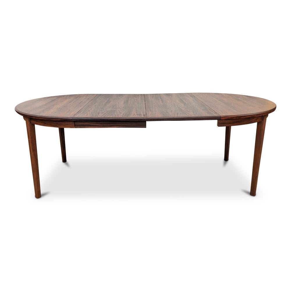 Round Rosewood Dining Table w 2 Leaves - 0823170 Vintage Danish Mid Century 1