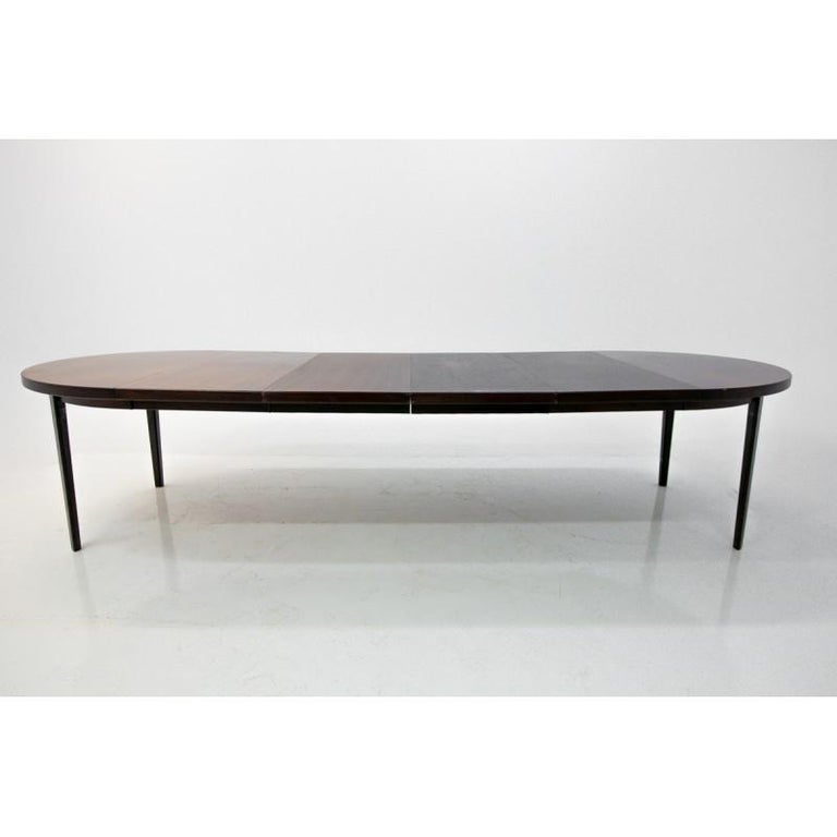 Round Rosewood Folding Dining Table in Danish Design In Good Condition In Chorzów, PL