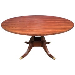 Antique Round Rosewood Georgian Style Pedestal Dining Table by Leighton Hall