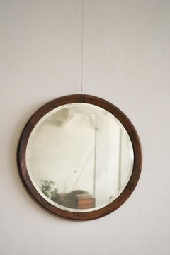 Specchio rotondo in palissandro, design brasiliano del Medioevo, anni '60