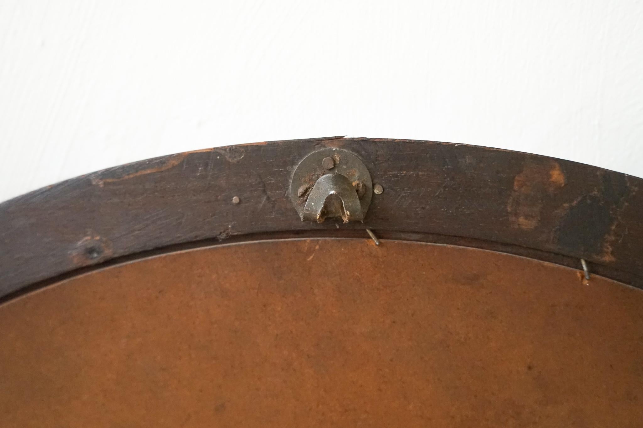 Specchio rotondo in palissandro, design brasiliano del Medioevo, anni '60 in vendita 1