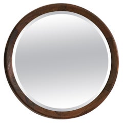 Specchio rotondo in palissandro, design brasiliano del Medioevo, anni '60