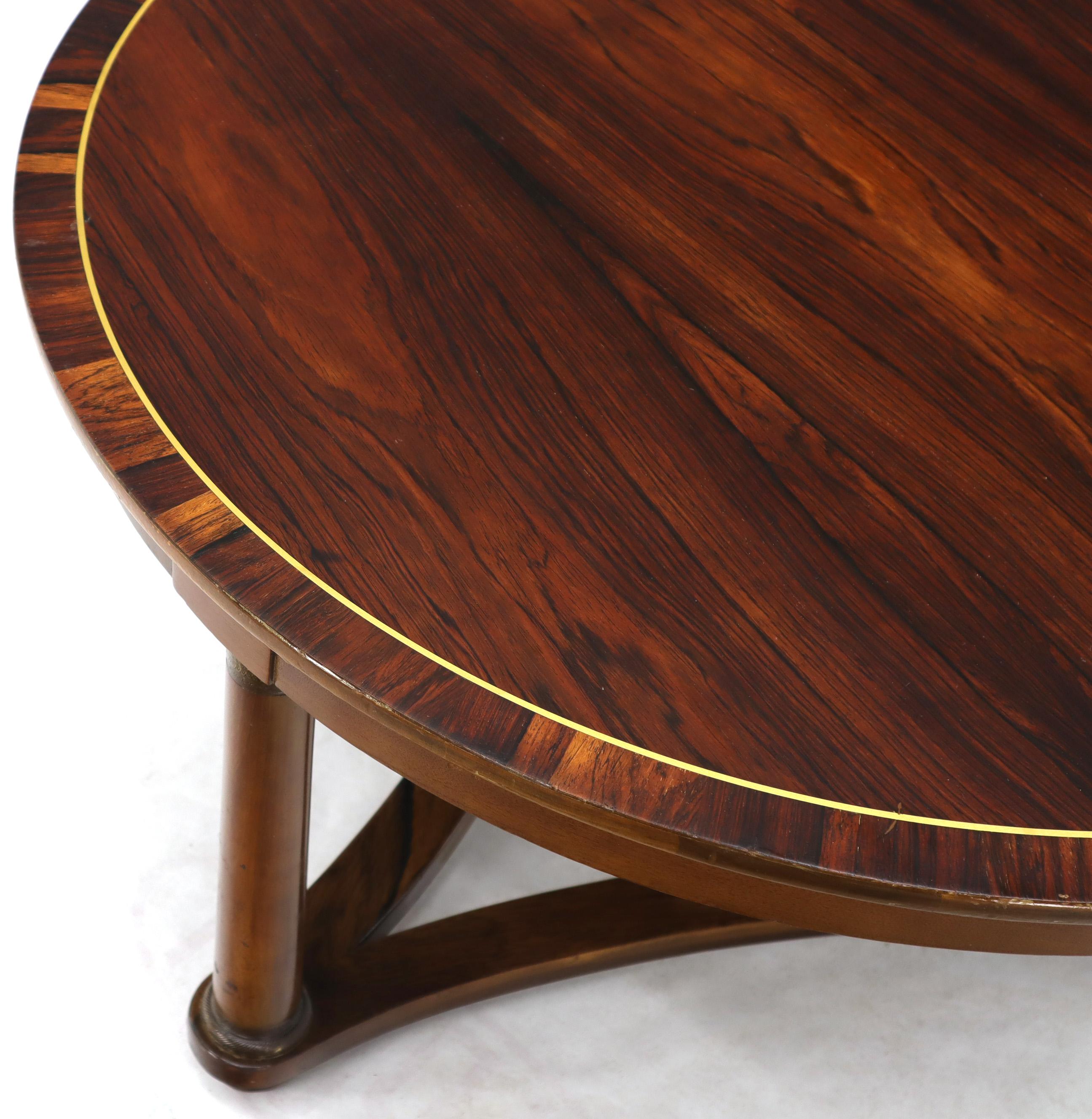 Sharp looking neoclassical almost Mid-Century Modern Danish design banded rosewood coffee cocktail table. Unsigned possibly Baker or similar grade manufacturer.