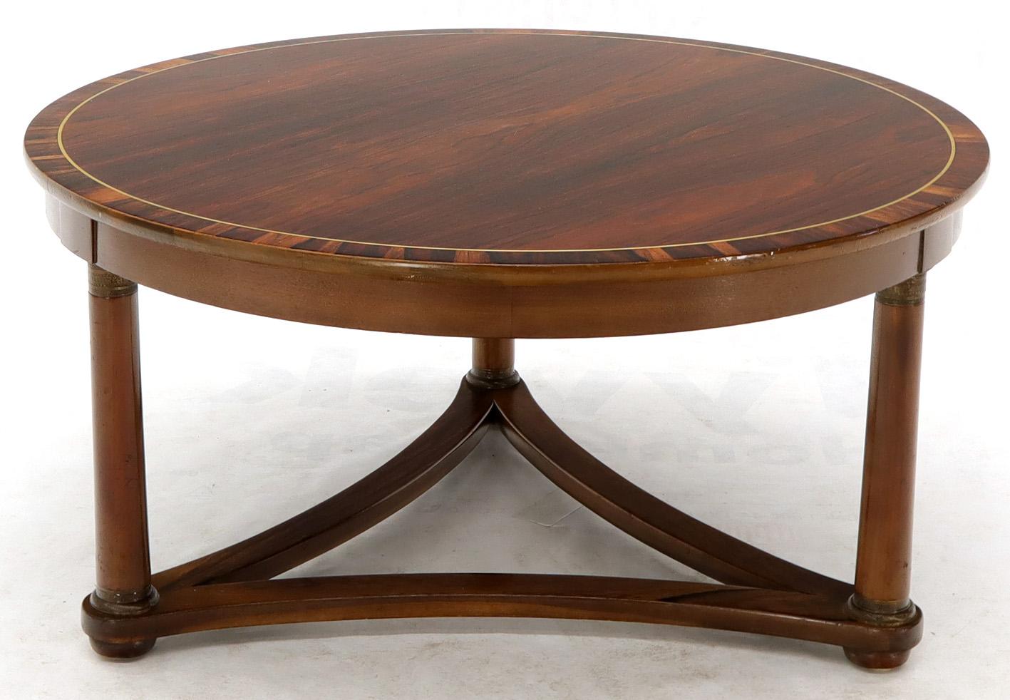 American Round Rosewood Neoclassical Rosewood Banded Top Coffee Center Table For Sale