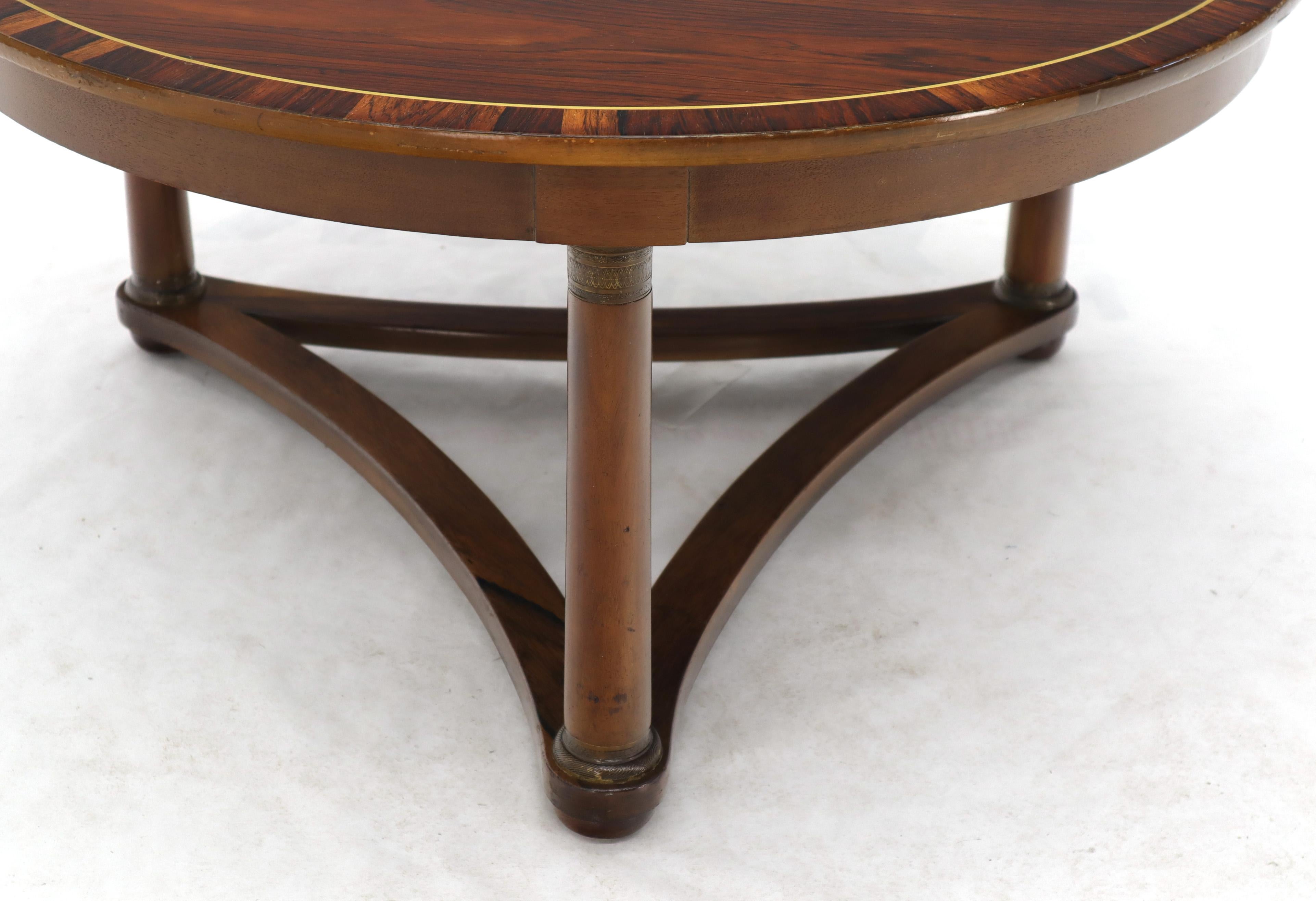 Round Rosewood Neoclassical Rosewood Banded Top Coffee Center Table For Sale 1