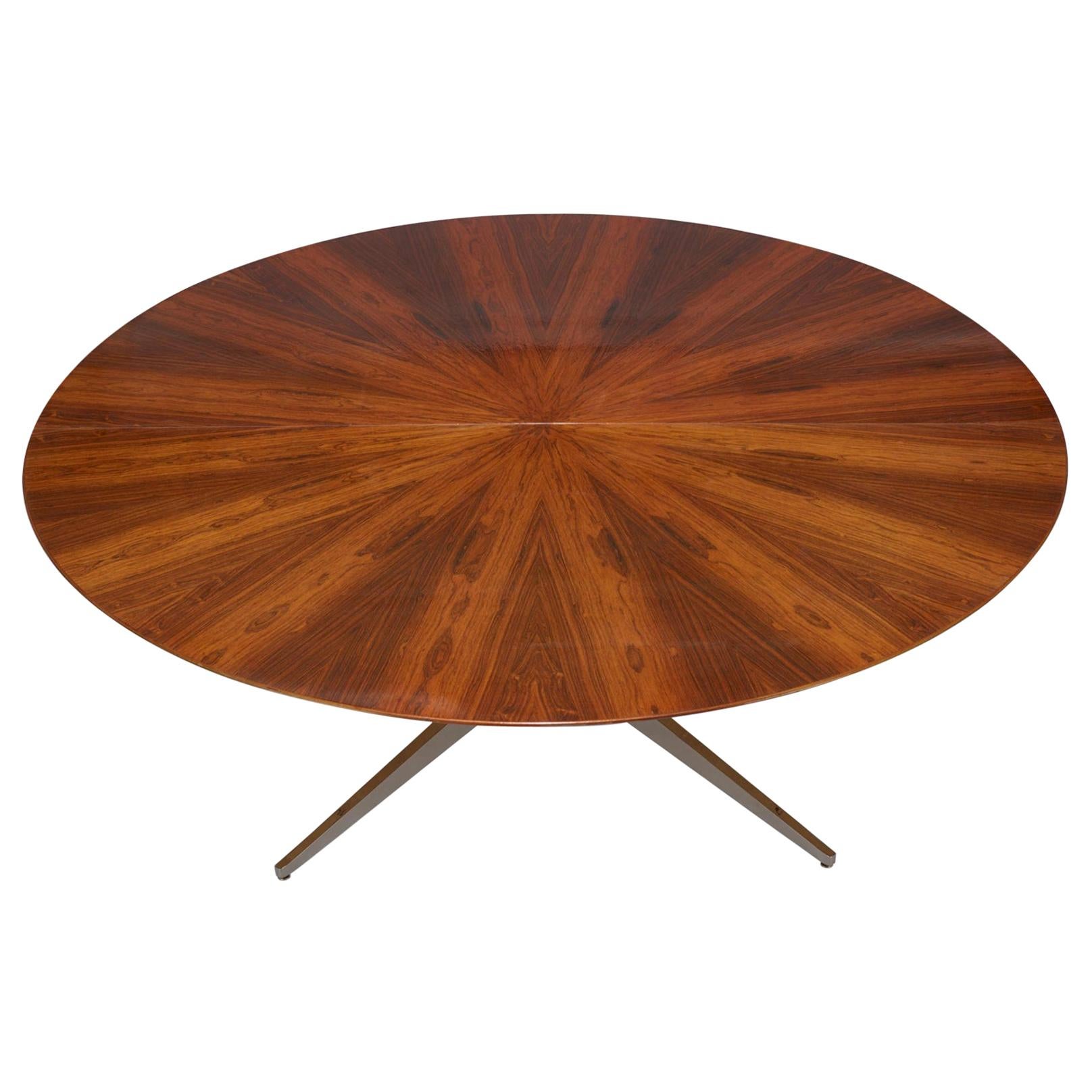 84" Round Rosewood Table by Florence Knoll for Knoll International 1960s, Signed