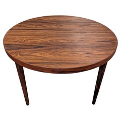 Round Rosewood Table w 1 Leaf - 022434 Vintage Danish Mid Century