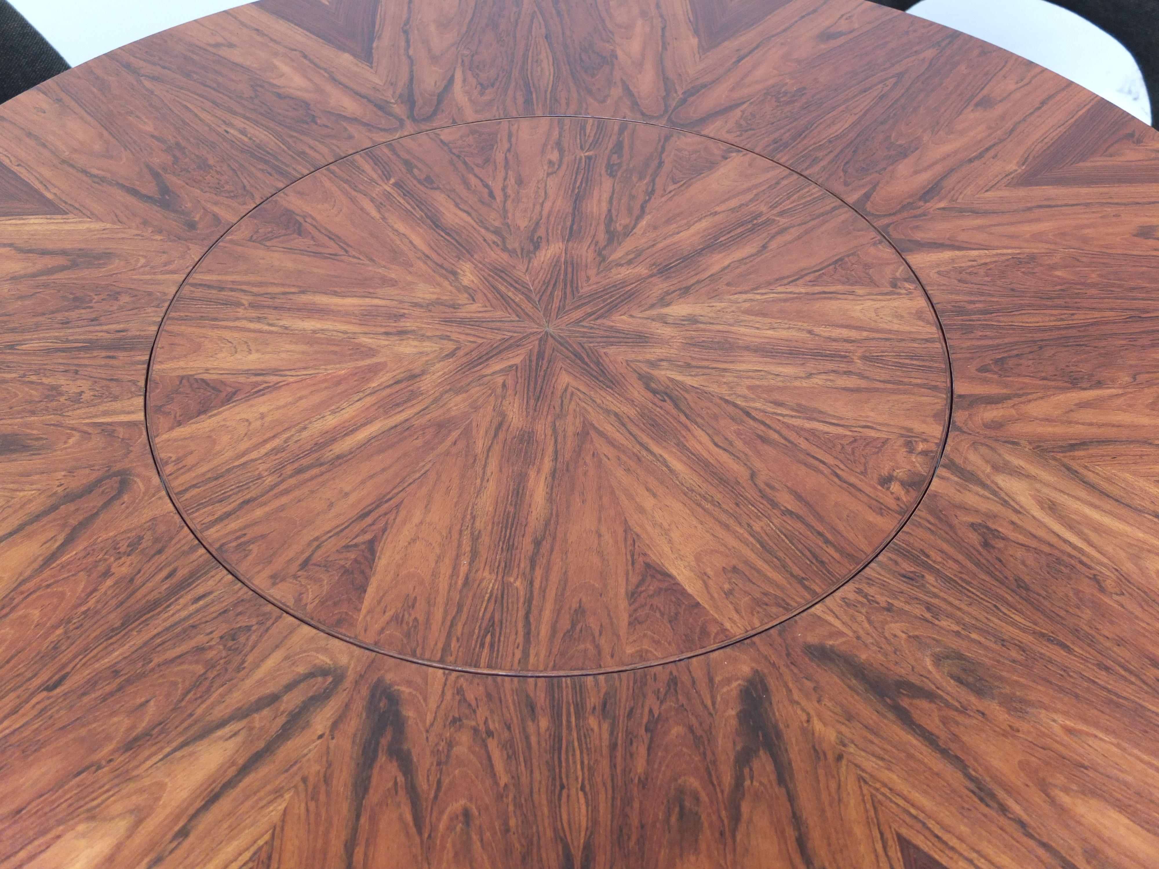 Round Rosewood Table with Rotating Center by EMÜ Germany, 1960s 8