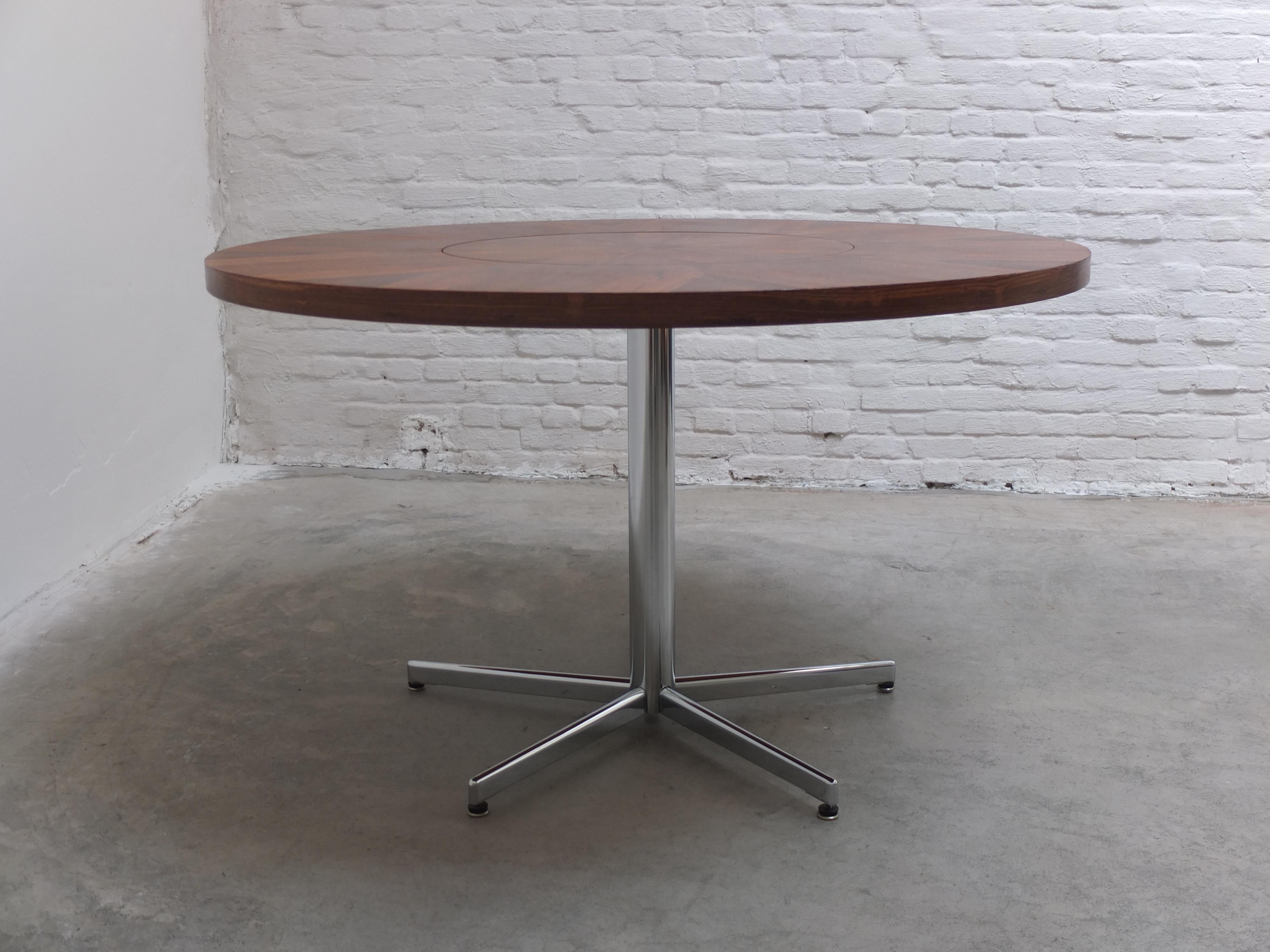 Round Rosewood Table with Rotating Center by EMÜ Germany, 1960s 9