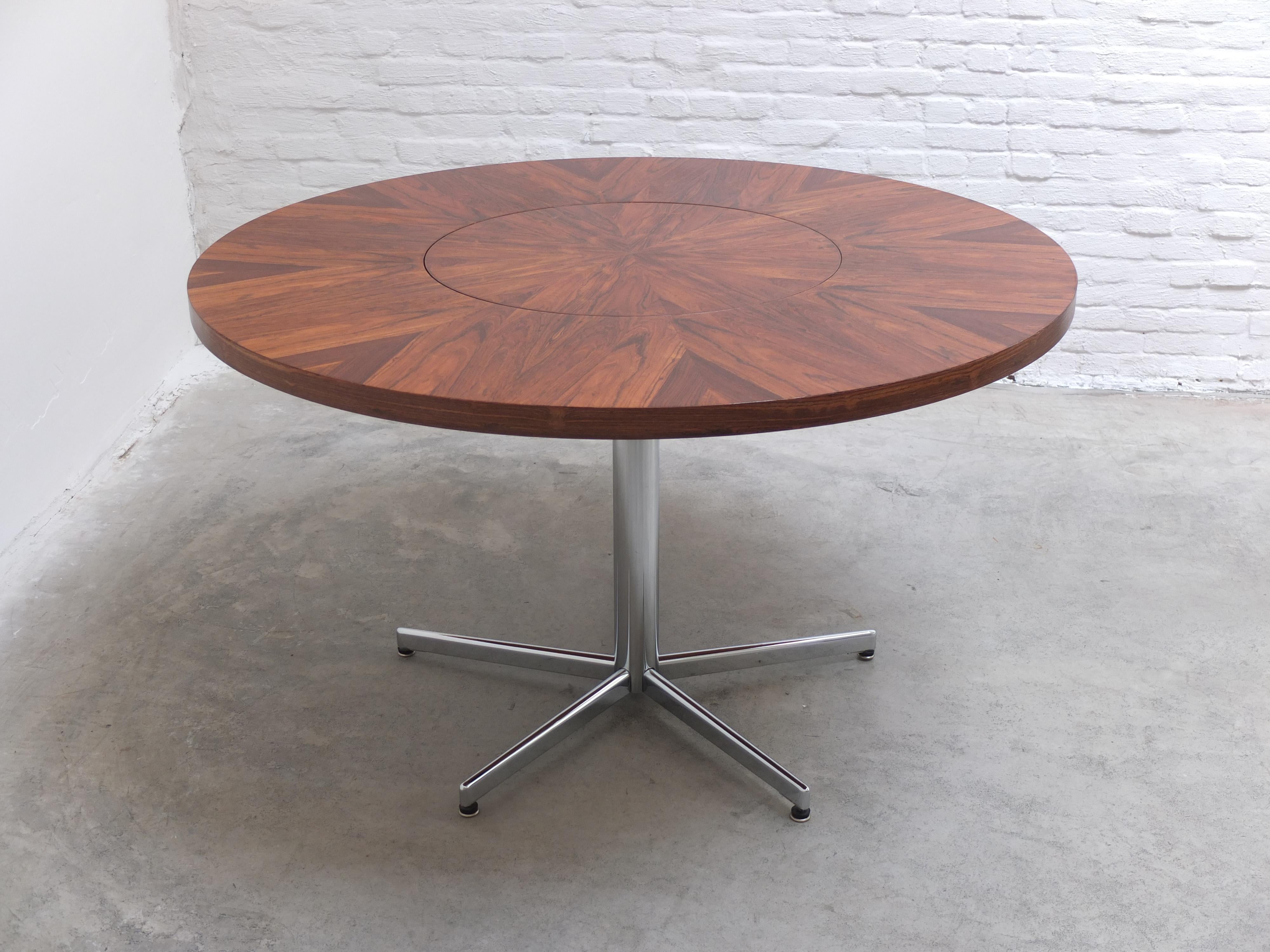 Round Rosewood Table with Rotating Center by EMÜ Germany, 1960s 10
