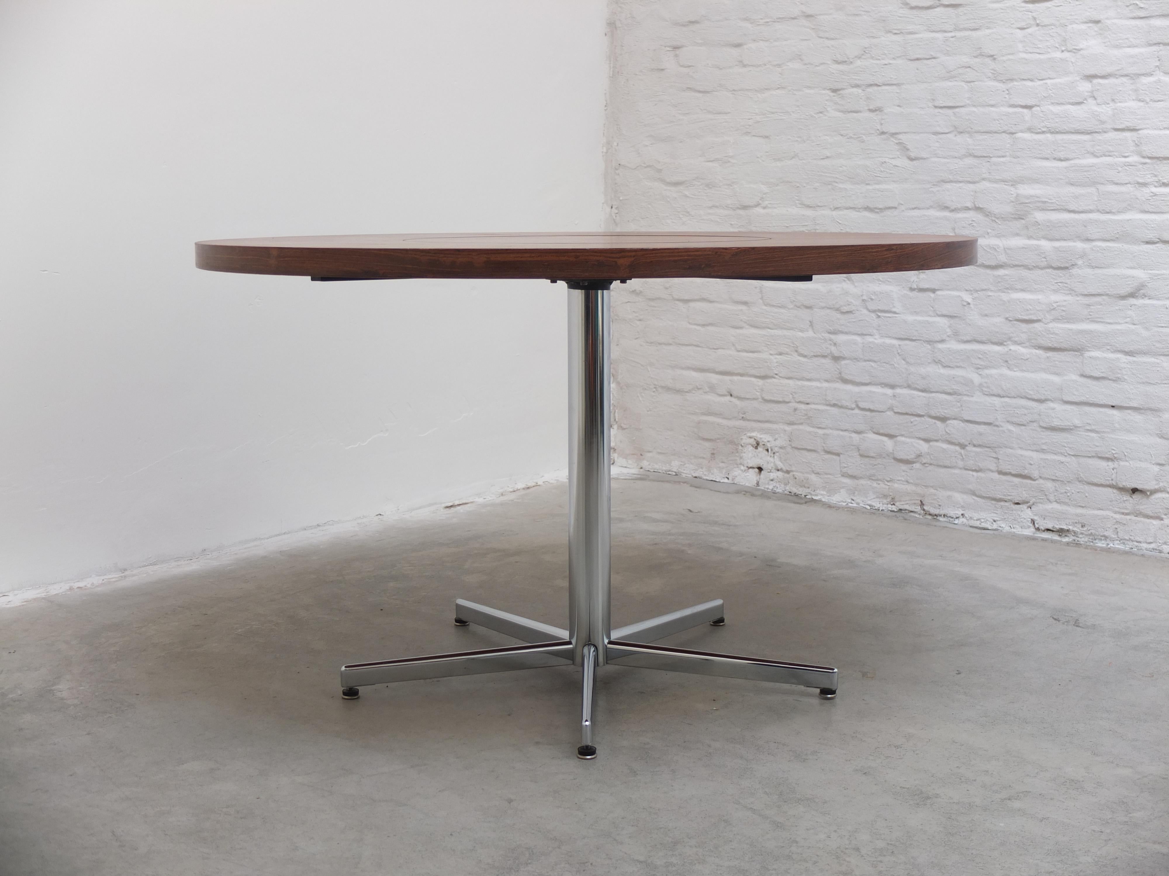 20th Century Round Rosewood Table with Rotating Center by EMÜ Germany, 1960s