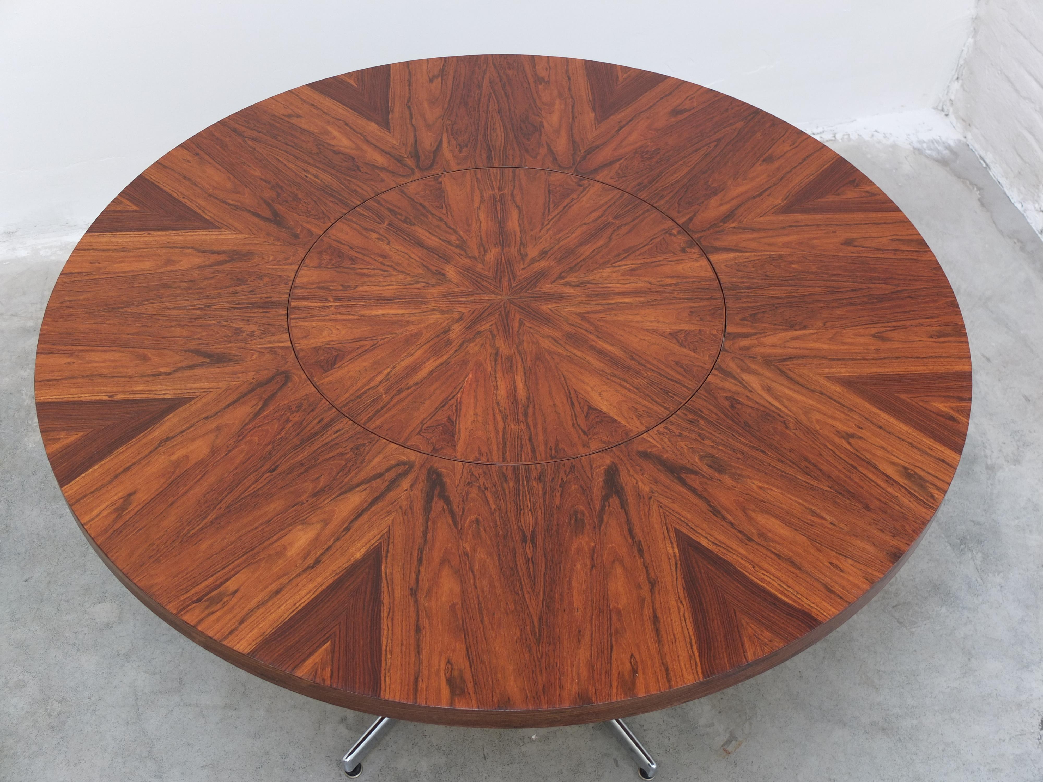 Round Rosewood Table with Rotating Center by EMÜ Germany, 1960s 1