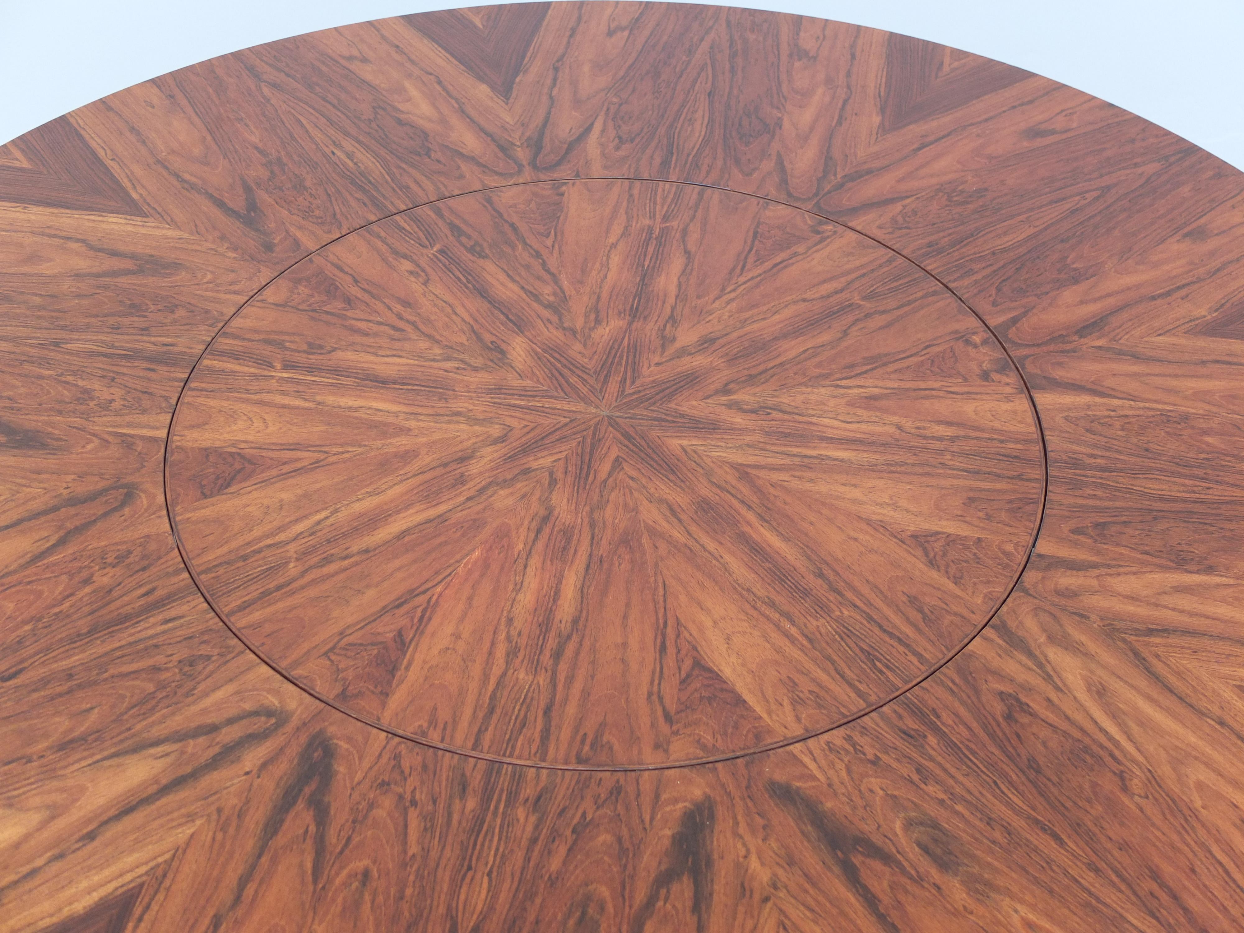 Round Rosewood Table with Rotating Center by EMÜ Germany, 1960s 2