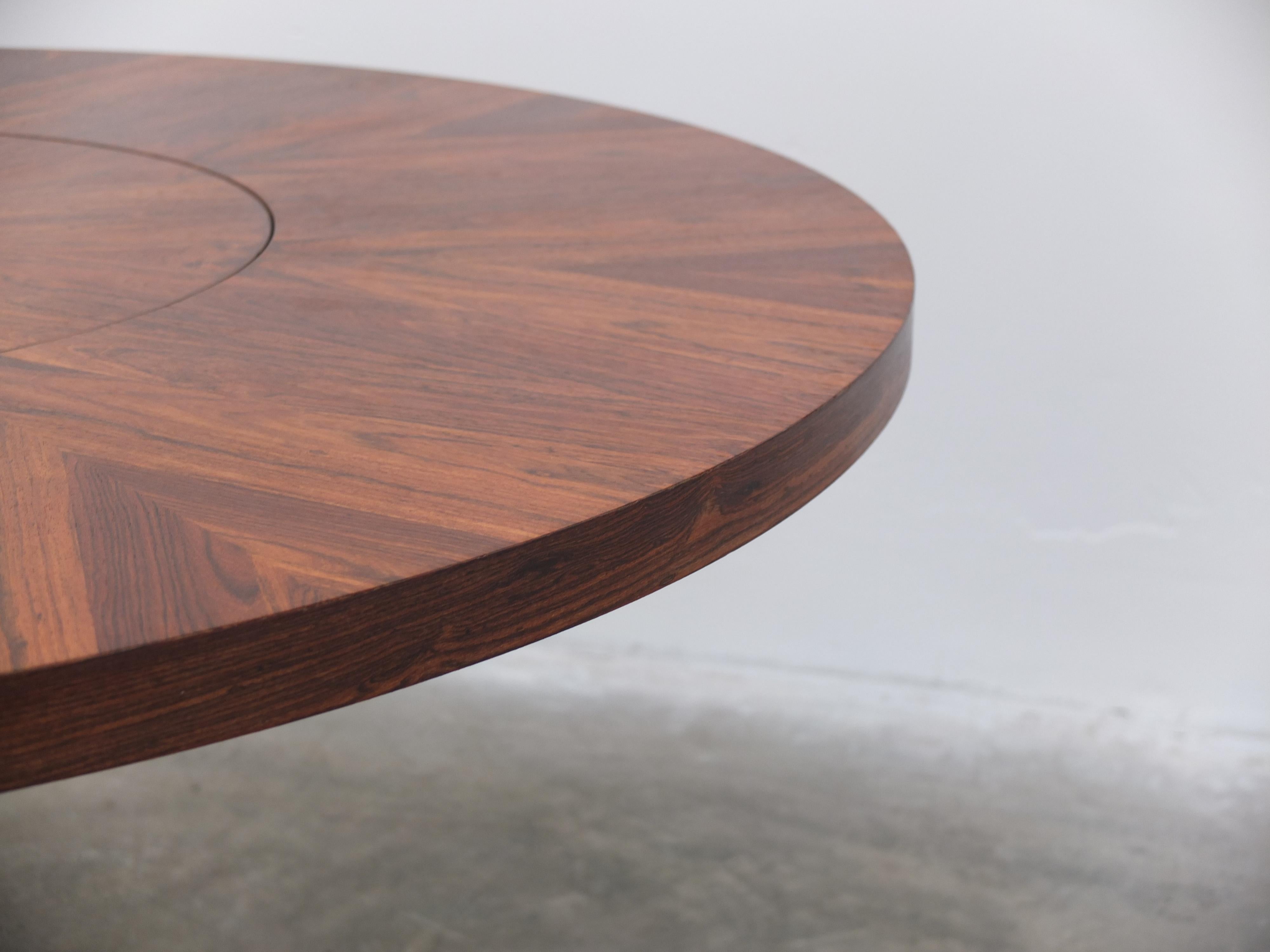 Round Rosewood Table with Rotating Center by EMÜ Germany, 1960s 3