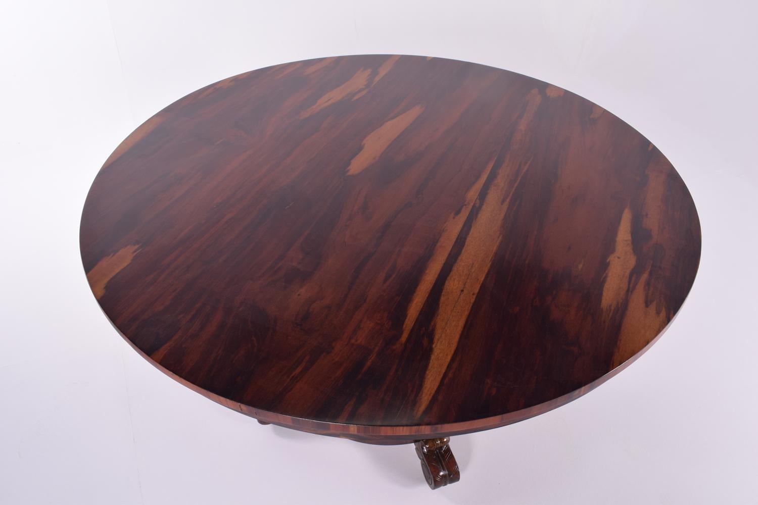 19th Century Romantic Round Veneered Rosewood Tilt Top Breakfast English Table 2