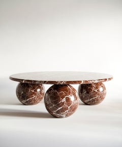 Runder Couchtisch aus Marmor Rosso Levanto - Tisch in der Mitte aus rotem Marmor