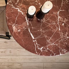 Runder Esstisch aus Rosso Levanto-Marmor im Angelo Mangiarotti-Stil