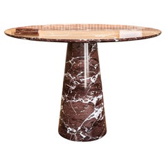 Round Rosso Levanto Marble Dining Table in Angelo Mangiarotti Style
