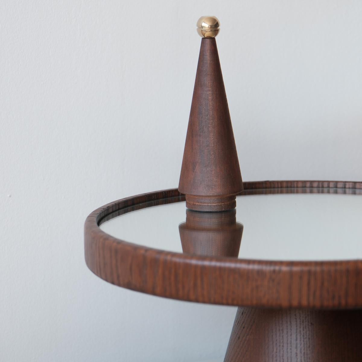 Modern Round Rotating Wooden Serving Tray For Sale
