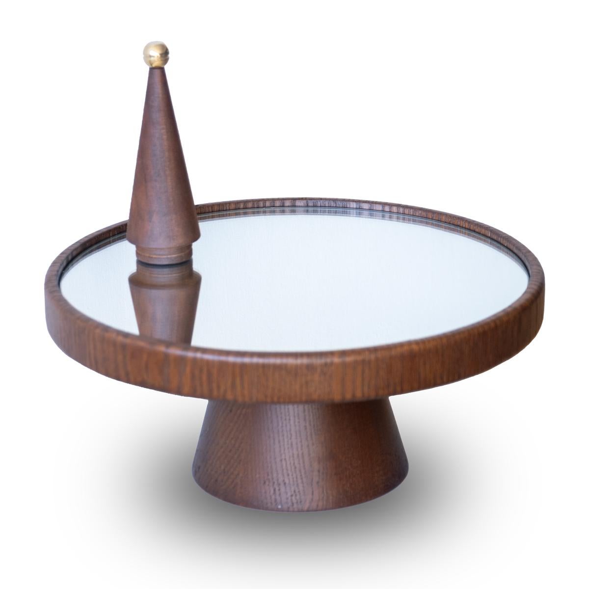 Turkish Round Rotating Wooden Serving Tray For Sale
